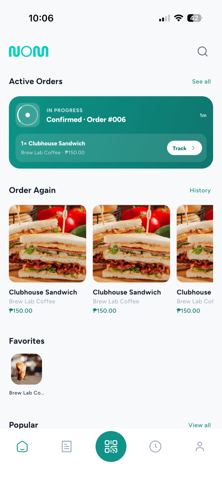 Customer app - Your home screen
